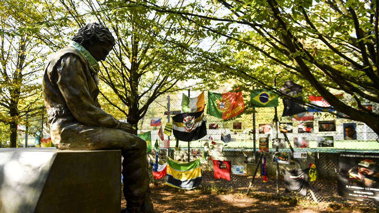 Formel 1 Unfälle: Das Denkmal für Ayrton Senna an der Rennstrecke in Imola.