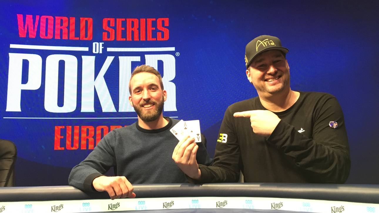 SPORT1-Reporter Sebastian Mittag (l.) sprach bei der WSOP Europe in Tschechien mit Phil Hellmuth