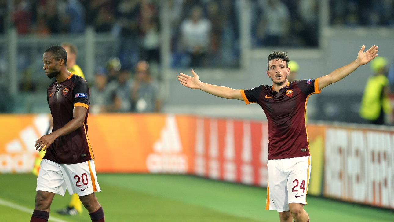 Alessandro Florenzi (r.) bejubelt sein Fernschusstor gegen ter Stegen