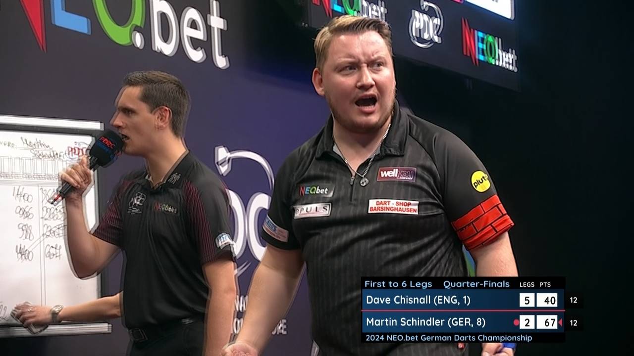 German Darts Champion­ship: Martin Schindler verliert gegen Dave Chisnall 5:6