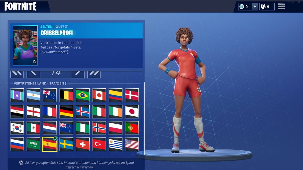 Mit einem Afro kommt der weibliche "Dribbelprofi" im Shooterspiel daher. Wie alle anderen Skins kostet auch ihr Auftritt im Spiel insgesamt 1.200 V-Bucks (die virtuelle Währung in Fortnite)