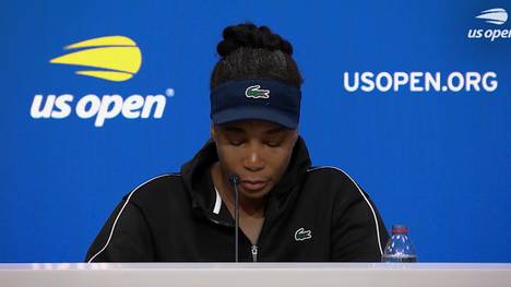 Auf der Pressekonferenz nach ihrem Aus bei den US Open findet Tennis-Legende Venus Williams sehr emotionale Worte. Am Ende kann sie ihre Tränen nicht mehr zurückhalten.