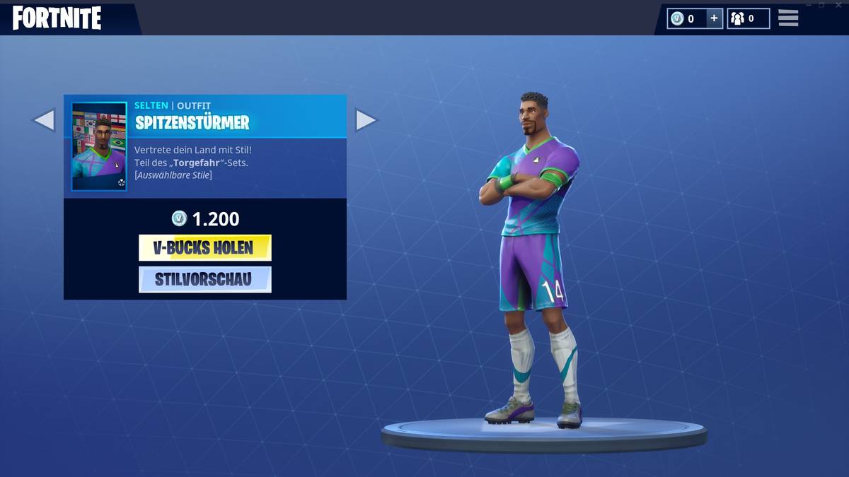 Der "Spitzenstürmer" grüßt mit Kurzhaarfrisur und Bart. Wie alle anderen Charaktere kann auch er mit vielen verschiedenen "Emote"-Gesten kombiniert werden