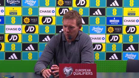 Bundestrainer Julian Nagelsmann spricht nach dem Sieg in Nordirland über den Konkurrenzkampf auf der Linksverteidiger-Position. Dabei erklärt er auch Maxi Mittelstädts Ausbootung.
