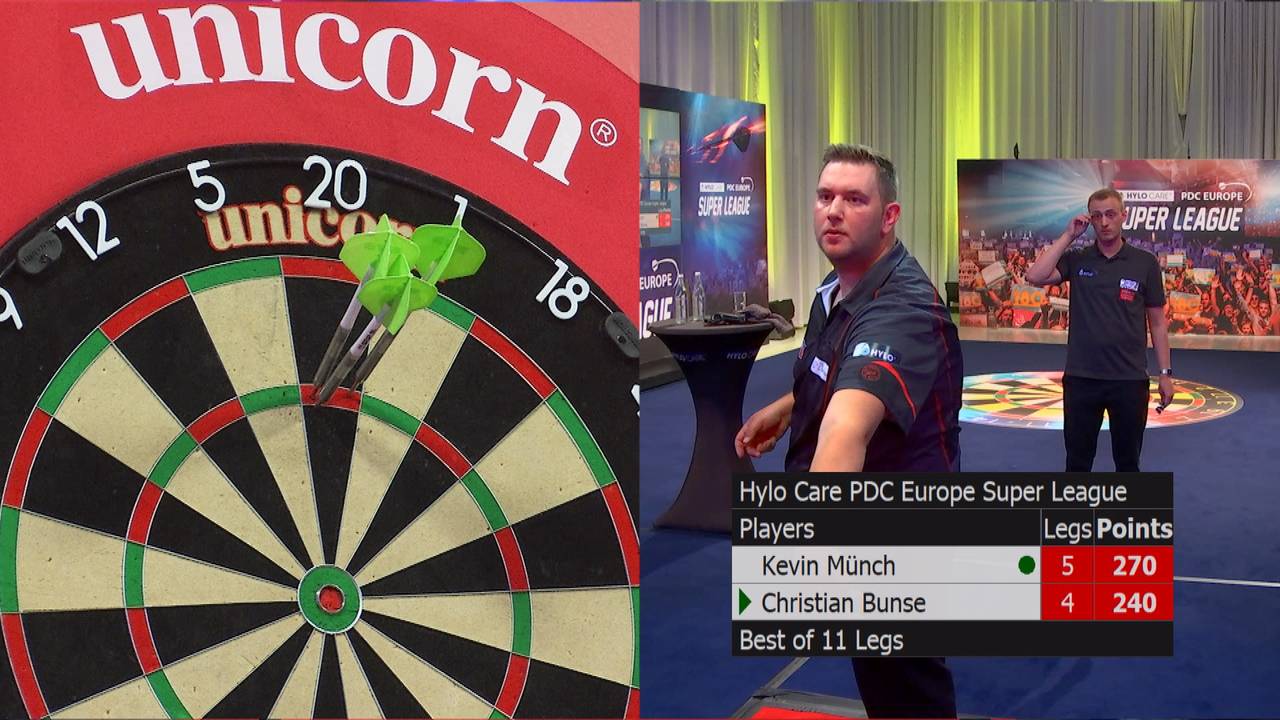 Kevin Münch gegen Christian Bunse bei der HYLO CARE PDC Europe Super League
