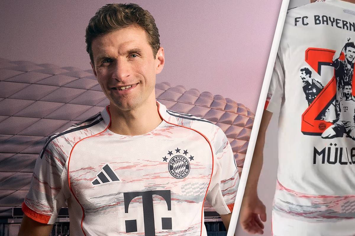 Der FC Bayern stellt sein neues Auswärtstrikot vor. Bereits im kommenden Spiel gegen Mönchengladbach feiert das Jersey Premiere - Dem letzten Heimspiel von Thomas Müller, der ebenfalls geehrt wird.