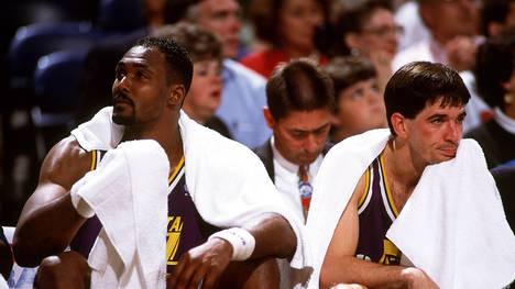 John Stockton (r.) bildete in der NBA ein ikonisches Duo mit Karl Malone
