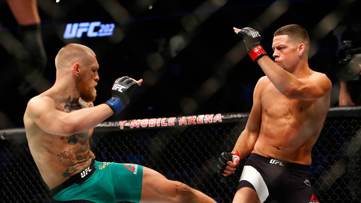 McGregor, der das erste Weltergewichts-Duell gegen den größeren und wesentlich schweren Amerikaner verloren hatte, bearbeitet Diaz diesmal bei UFC 202 mit harten und präzisen Fußtritten  ans vordere Bein