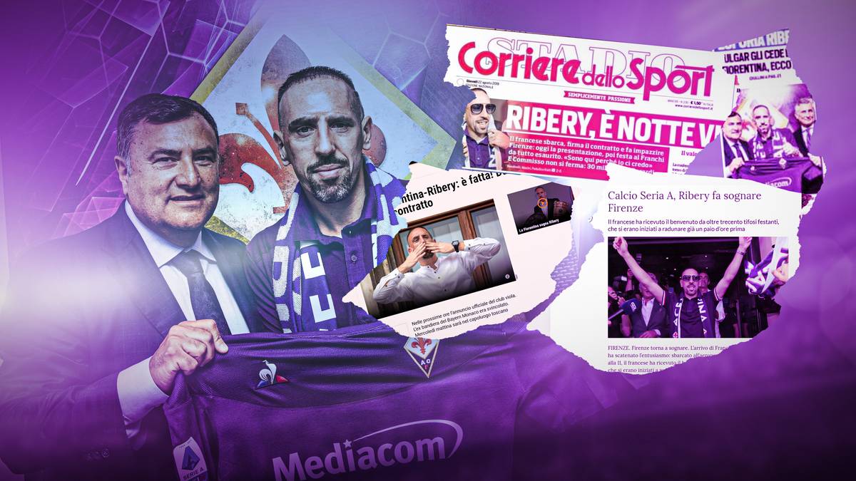  Franck Ribéry wechselt ablösefrei vom FC Bayern zum AC Florenz und löst Begeisterungsstürme bei den Fiorentina-Fans aus. Die Pressestimmen zu "Franck il Magnifico" und "Il Fenomeno!"