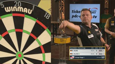 Daniel Klose lässt in der Partie gegen Nico Kurz wenig anbrennen und gewinnt mit drei Legs Vorsprung.