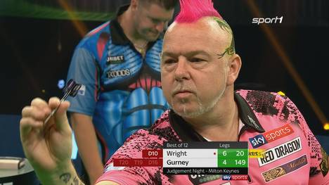 Peter Wright besiegt am neunten Spieltag der Darts Premier League Daryl Gurney mit 7:4 und springt in der Tabelle auf Platz 2. 