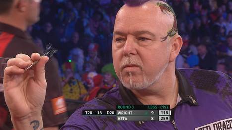 Peter Wright steht im Viertelfinale der Players Championship. Mit 10:8 schlägt "Snakebite" Gabriel Clemens-Bezwinger Damon Heta. 
