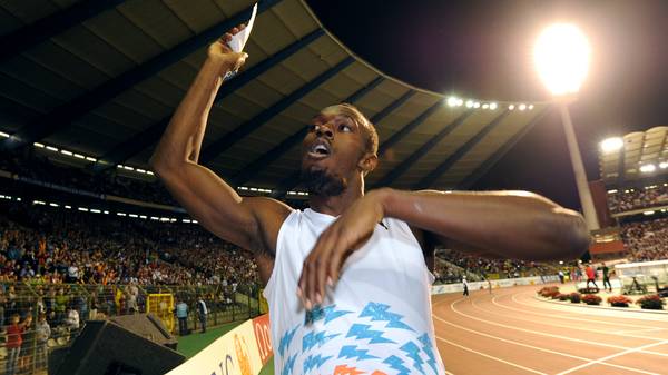 Usain Bolt feiert 2011 in Brüssel
