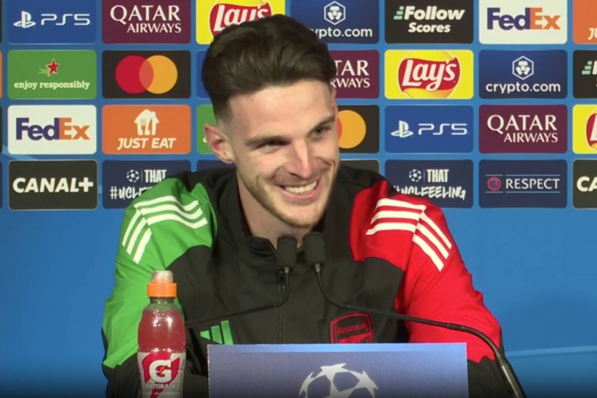 Arsenal-Mittelfeldspieler Declan Rice blickt auf seine zwei direkt verwandelten Freistöße gegen Real Madrid zurück. Der 26-Jährige ist auch ein paar Wochen später immer noch "sprachlos". Folgt gegen PSG nun die Wiederholung?