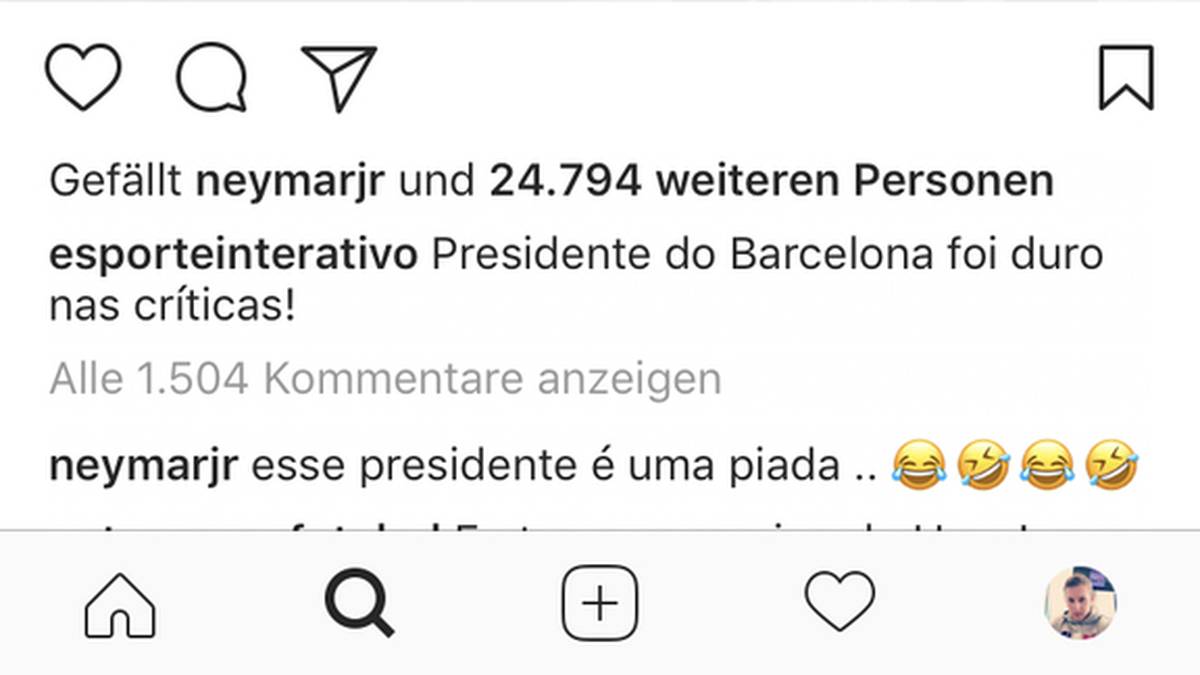 Neymar lachte in seinem Kommentar über Bartomeu (unten)