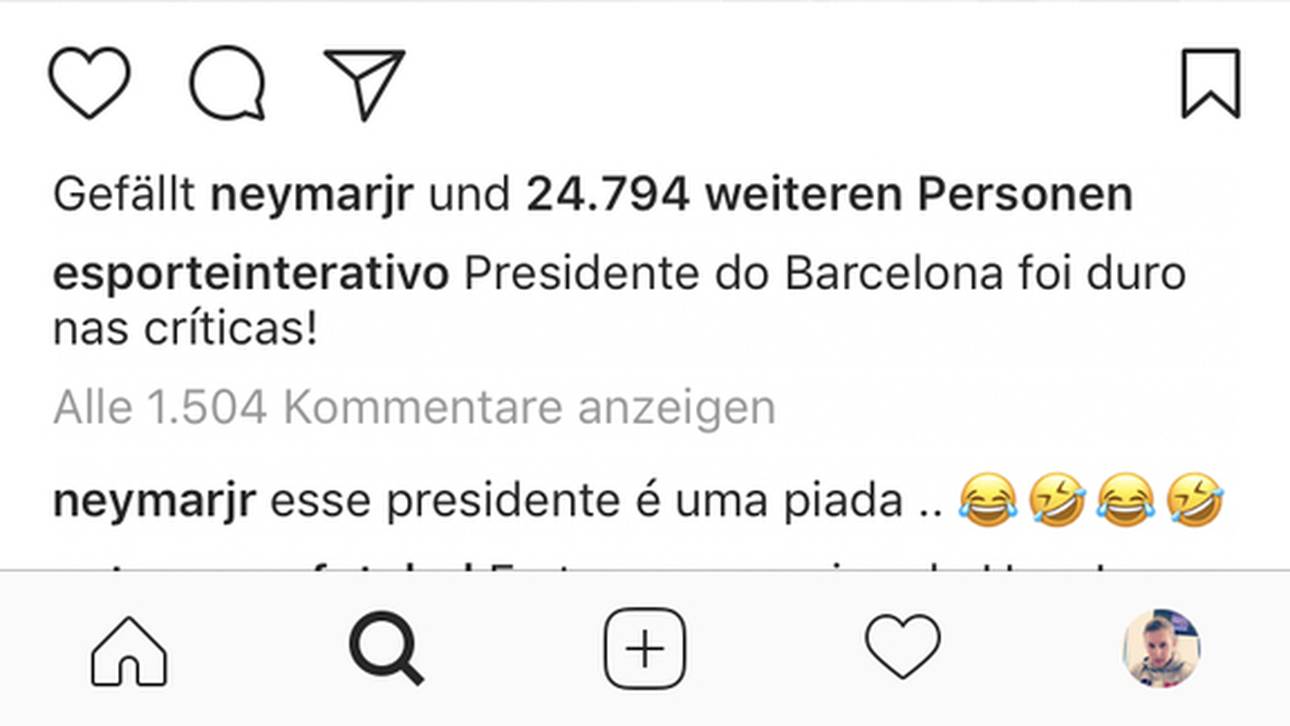 Neymar lachte in seinem Kommentar über Bartomeu (unten)
