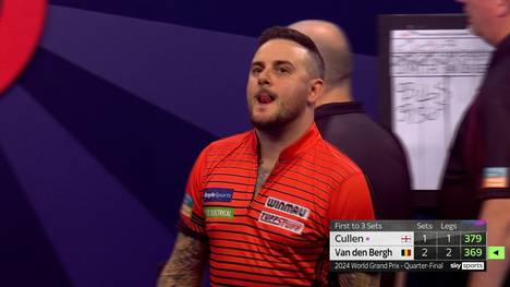 Joe Cullen verliert das Viertelfinale des Darts World Grand Prix gegen Dimitri van den Bergh und verzweifelt immer wieder an der eigenen Leistung.