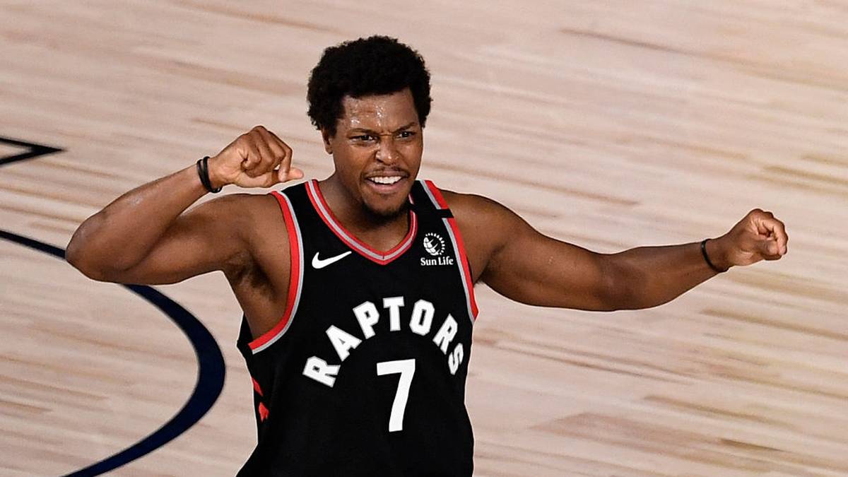 LAKE BUENA VISTA, FLORIDA - SEPTEMBER 03: Kyle Lowry #7 of the Toronto Raptors reacts after their win over Boston Celtics in Game Three of the Eastern Conference Second Round during the 2020 NBA Playoffs at the Field House at the ESPN Wide World Of Sports Complex on September 03, 2020 in Lake Buena Vista, Florida. NOTE TO USER: User expressly acknowledges and agrees that, by downloading and or using this photograph, User is consenting to the terms and conditions of the Getty Images License Agreement. (Photo by Douglas P. DeFelice/Getty Images)