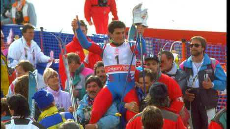 Alberto Tomba gewann bei den Olmypischen Spielen 1988 Gold im Slalom und Riesenslalom