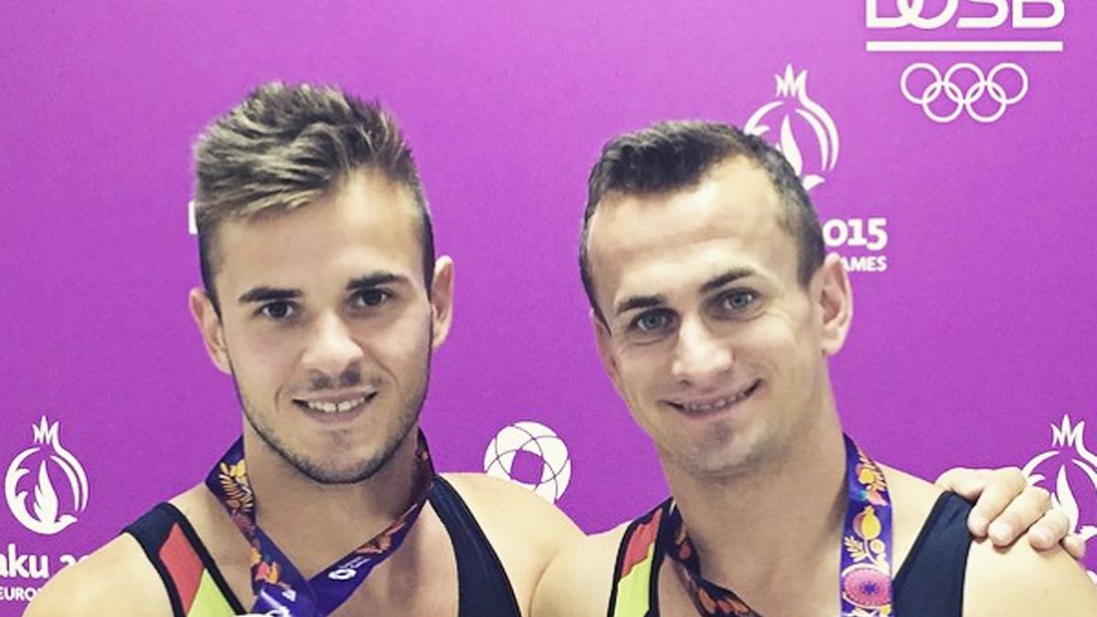 Synchron zu Bronze: die Trampolinspringer Martin Gromowski und Kyrylo Sonn