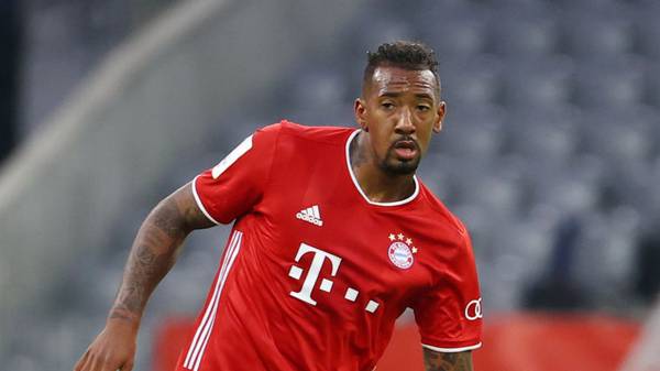 Bayern Munich's German defender Jerome Boateng controls the ball during the German Cup (DFB Pokal) semi-final football match FC Bayern Munich v Eintracht Frankfurt in Munich, southern Germany on June 10, 2020. (Photo by Kai PFAFFENBACH / POOL / AFP) / DFB REGULATIONS PROHIBIT ANY USE OF PHOTOGRAPHS AS IMAGE SEQUENCES AND QUASI-VIDEO. (Photo by KAI PFAFFENBACH/POOL/AFP via Getty Images)