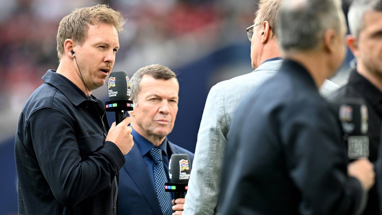 Lothar Matthäus (M.) neben Bundestrainer Julian Nagelsmann (l.)