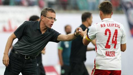 Ralf Rangnick (l.) stieg mit RB Leipzig in die Bundesliga auf