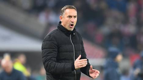 COLOGNE, GERMANY - NOVEMBER 08: Achim Beierlorzer, Head Coach of 1. FC Koeln gives his team instructions during the Bundesliga match between 1. FC Koeln and TSG 1899 Hoffenheim at RheinEnergieStadion on November 08, 2019 in Cologne, Germany. (Photo by Jörg Schüler/Bongarts/Getty Images)