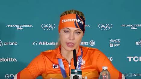 Nach Gold über 1000 Meter spricht Eisschnelllauf-Olympiasiegerin Jutta Leerdam über die besondere Bedeutung des Titels und bedankt sich für die große Unterstützung von Jake Paul während der Spiele.