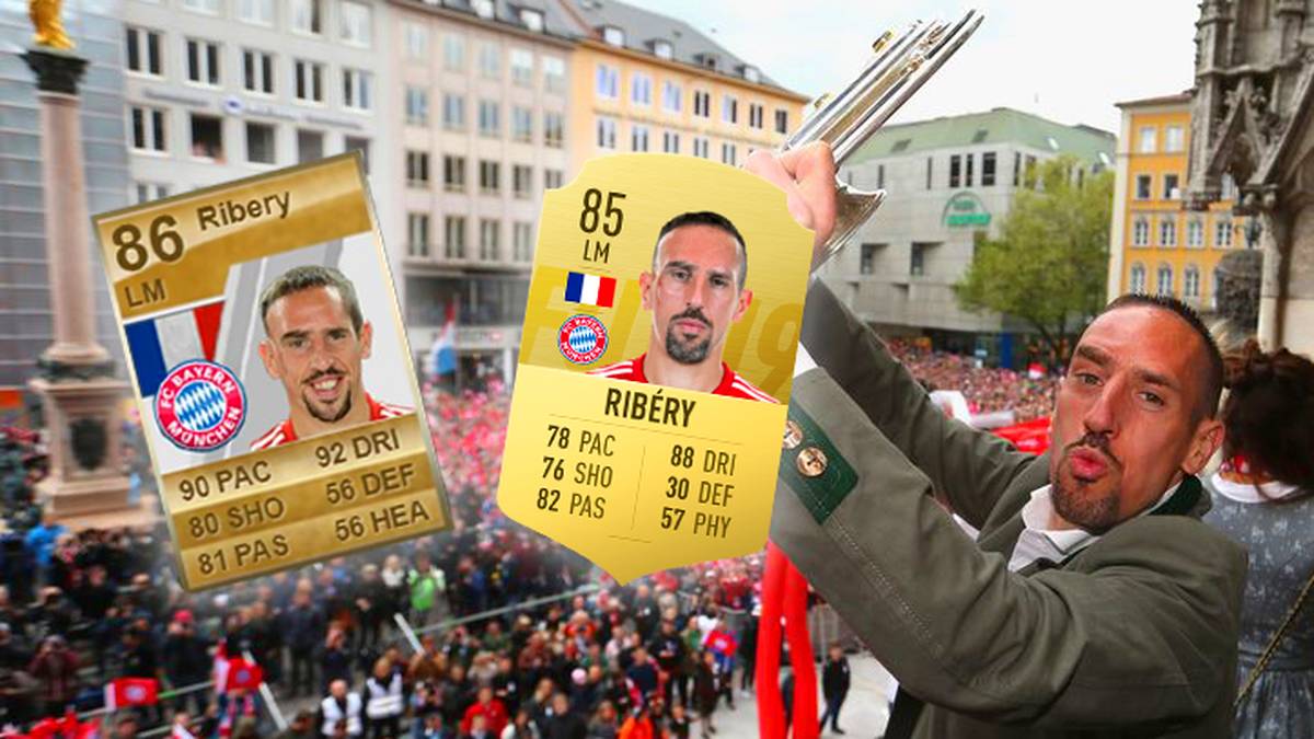 Nach zwölf Jahren beim FC Bayern verlässt Franck Ribéry den deutschen Rekordmeister zum Saisonende. In München genießt der Franzose längst Legendenstatus - und auch auf der Konsole wurde er zum Kultspieler. SPORT1 blickt zurück und zeigt seine Entwicklung bei den FUT-Karten der FIFA-Reihe