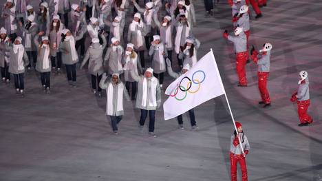 Die Olympischen Athleten aus Russland starteten bei den Winterspielen unter olympischer Flagge