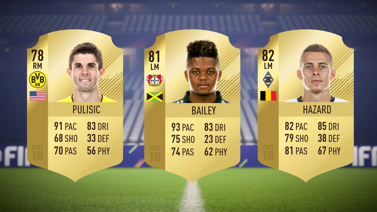 Christian Pulisic (Borussia Dortmund), Leon Bailey (Bayer 04 Leverkusen), Thorgan Hazard (Borussia Mönchengladbach)