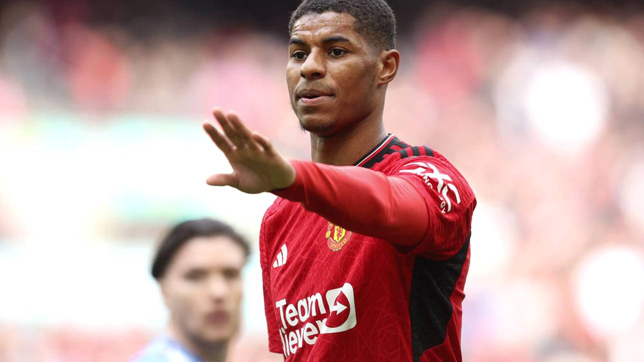 Marcus Rashford von Manchester United setzt sich zur Wehr