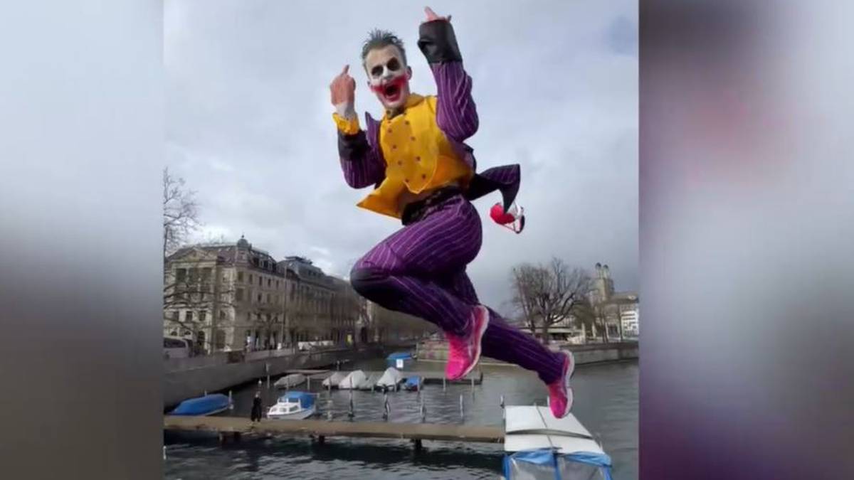 Im Joker-Kostüm: Snowboard-Profi macht Zürich unsicher