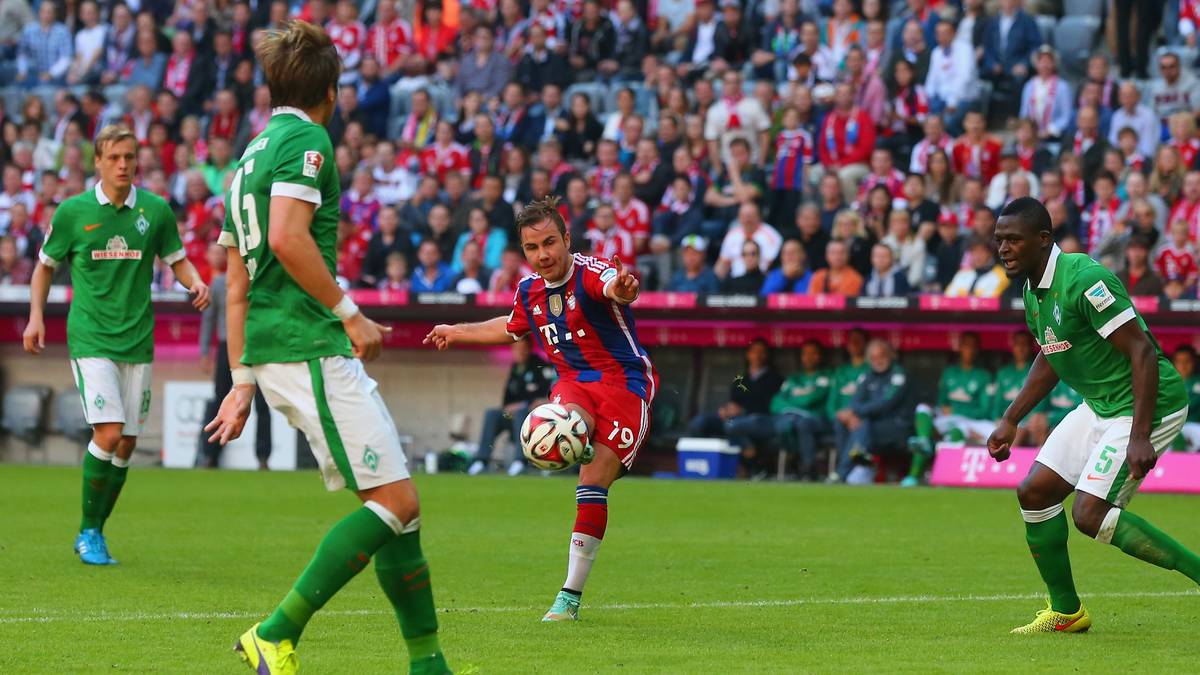 Auch in der Saison 2014/15 gibt es für Werder Prügel in Form von Toren. Mit einer 6:0-Packung schicken die Bayern die Gäste aus der Arena 