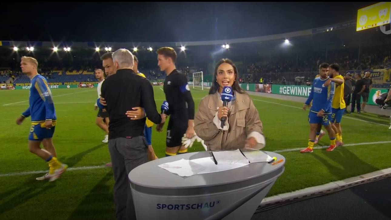 In der letzten Minute der ARD-Übertragung wechselte Bastian Schweinsteiger mit dem Braunschweiger Sven Köhler ein paar Worte