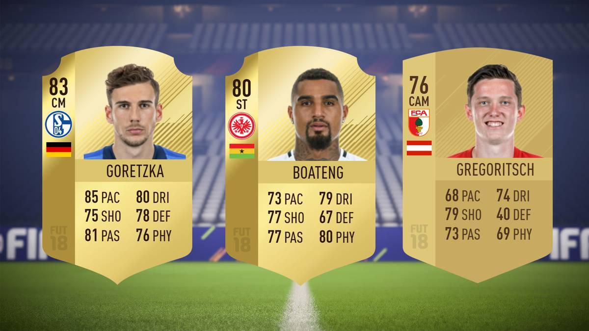 Zentrales Mittelfeld: Leon Goretzka (FC Schalke 04), Kevin-Prince Boateng (Eintracht Frankfurt), Michael Gregoritsch (FC Augsburg)