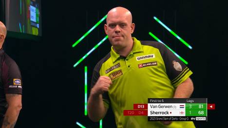 Michael van Gerwen ist gegen Fallon Sherrock beim Grand Slam of Darts in Höchstform und lässt der Darts-Queen keine Chance.