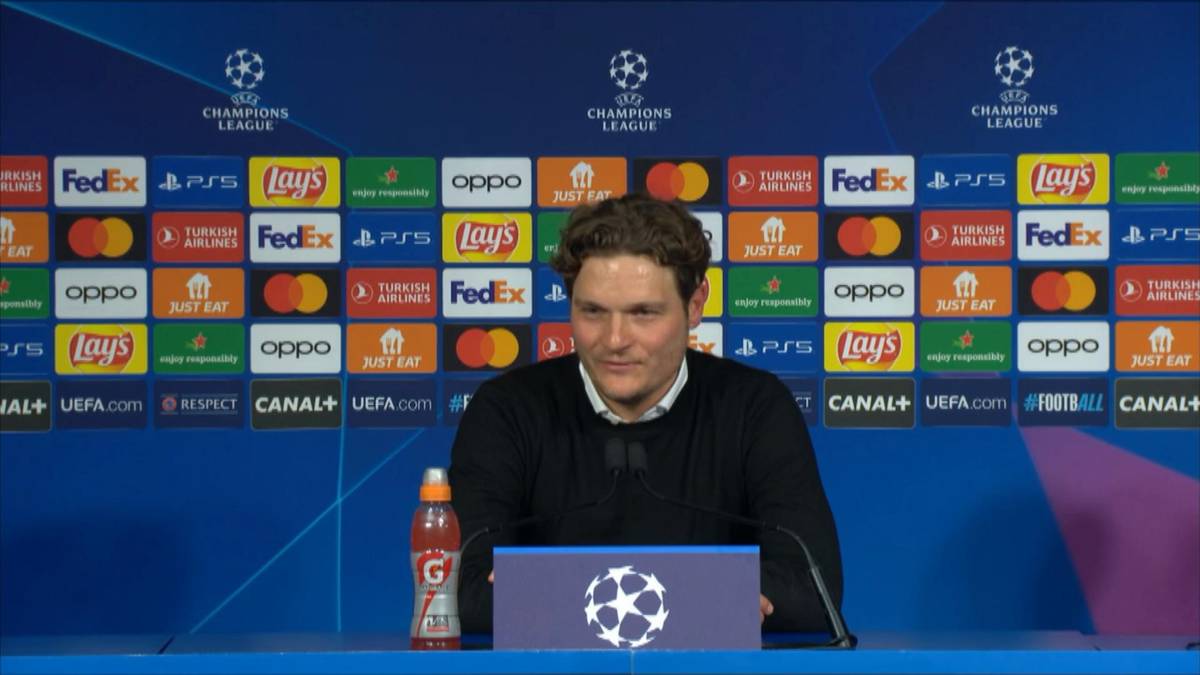 Nach dem Final-Einzug in der Champions League wird Dortmunds Trainer Edin Terzic gefragt, welchen Ausgang er sich beim zweiten Halbfinale zwischen Bayern und Real wünscht. Der Coach scherzt.