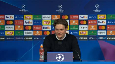 Nach dem Final-Einzug in der Champions League wird Dortmunds Trainer Edin Terzic gefragt, welchen Ausgang er sich beim zweiten Halbfinale zwischen Bayern und Real wünscht. Der Coach scherzt.