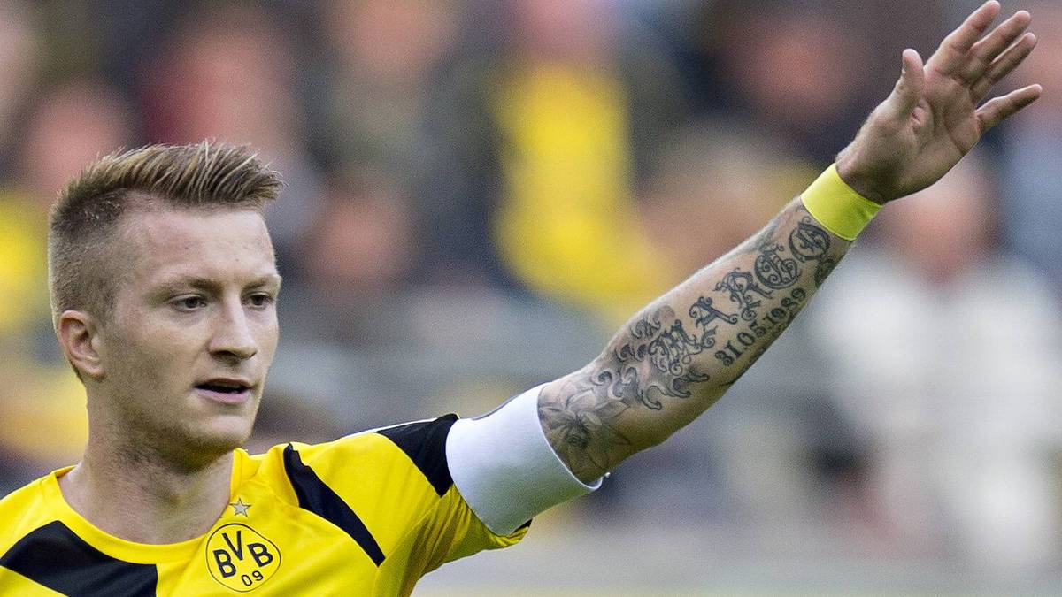"Marco 31.05.1989". EInen Blick auf seinen Arm und schon weiß BVB-Star Marco Reus wann er zur Welt gekommen ist und welchen Vornamen ihm seine Eltern im Mai 1989 gegeben haben