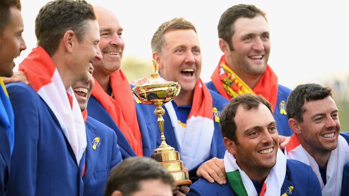 Team Europa freut sich über den Sieg gegen die favorisierten Amerikaner