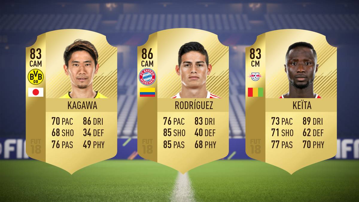 Shinji Kagawa (Borussia Dortmund), James Rodriguez (FC Bayern München), Naby Keita (RB Leipzig)