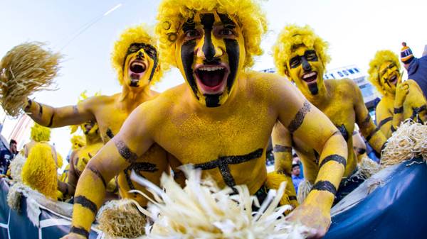 ATLANTA, GA - NOVEMBER 2: Georgia Tech Yellow Jackets fans react during the first half of a game against the Pittsburgh Panthers at Bobby Dodd Stadium on November 2, 2019 in Atlanta, Georgia. (Photo by Carmen Mandato/Getty Images)