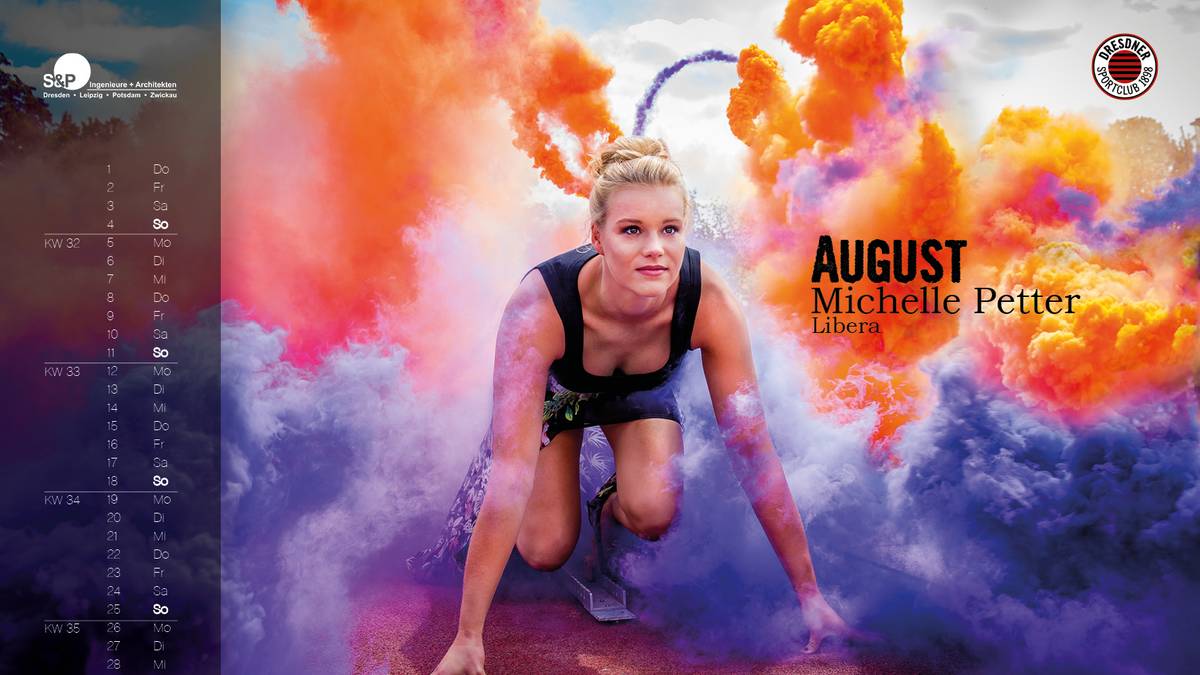 Auch Libera Michelle Petter ist ein Dresdner Eigengewächs. Die Annahme- und Abwehrspezialistin war aber zwischendurch zwei Jahre beim Liga-Konkurennten in Suhl unter Vertrag. 2017 kehrte sie zum DSC zurück.