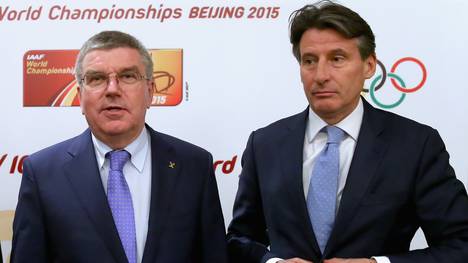 IOC-Präsident Thomas Bach (l.) und IAAF-Boss Sebastian Coe