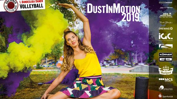 Seit 21 Jahren posieren die Dresdner Volleyballerinnen für ihren beliebten Jahreskalender. Diesmal steht der Kalender unter dem Titel "Dust in Motion"