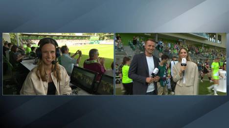 Beim ersten Frauen-Bundesliga-Topspiel zwischen dem VfL Wolfsburg und Bayer 04 Leverkusen kommt es zu einer Wette zwischen Experte Maik Franz und Kommentatorin Christina Rann. 