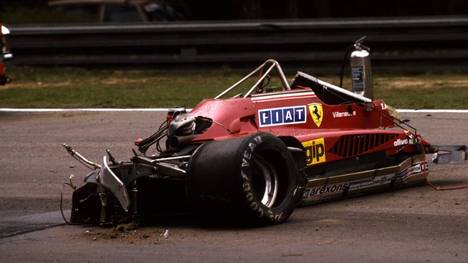 Nach dem Unfall war Villeneuves Ferrari ein einziges Wrack
