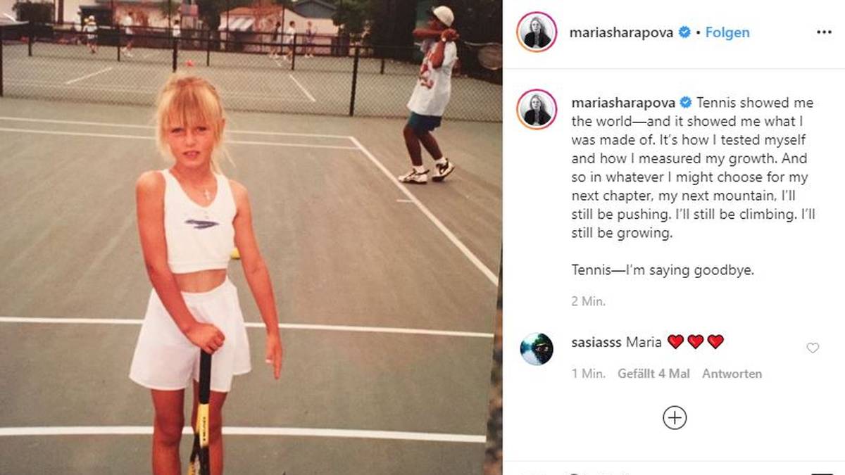 Tennis - ich sage goodbye", schrieb die 32-jährige Russin in den sozialen Netzwerken zu einem Bild, das sie als ganz junges Mädchen mit einem Tennisschläger zeigt